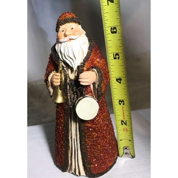 Vintage Santa Claus Figurine With Trumpet & Drum 7 Inch Tall Holiday Decoration - Picture 5 of 7